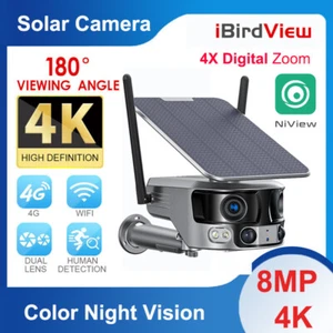 Solar Camera 4K 8MP 4G WIFI Human Detection Night Vision Security Cam 2Way Audio - Picture 1 of 17