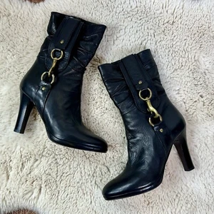 Vintage Coach Torre Black Leather Slouched Boot w/ Buckle Sz 6.5 - Picture 1 of 13