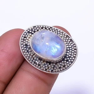 Natural Rainbow Moonstone- India 925 Sterling Silver Bali Ring S.6 R_9464_290_29 - Picture 1 of 3