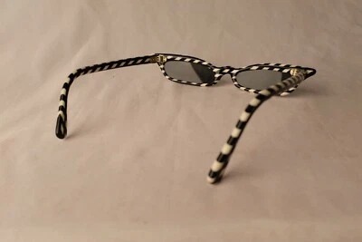 60s psychedelic op art sunglasses black & white france made Avant garde Vtg Prop - Image 1 of 4