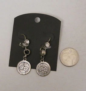 Ladies Earrings Silver Tones Rhinestones Charms Fashion Drop Dangle Leverback - Picture 1 of 12