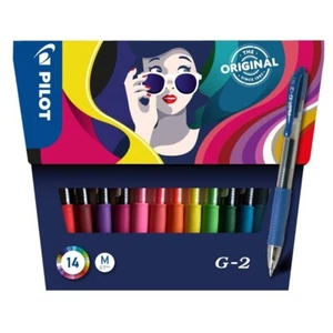 14 stylos roller - G-2 - Pilot - Encre gel - Pointe moyenne - Assortiment - Photo 1/2