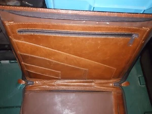 Vintage Tumi Desk Agenda Planner Organizer Notepad Brown Leather Stitched Zipper - Picture 1 of 12