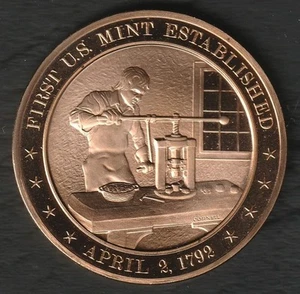 1792 FIRST US MINT ESTABLISHED FRANKLIN MINT MEDAL --- RAAJ - Picture 1 of 1