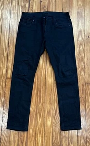 The Unbranded Brand UB444 Selvedge Jeans 31(32x30) Straight 11oz Black Stretch - Picture 1 of 4