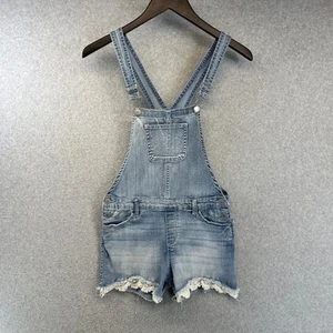 SO Denim Lace Trim Overalls Kids Girls Size 16 Blue Cotton Blend Jeans Pockets - Picture 1 of 14