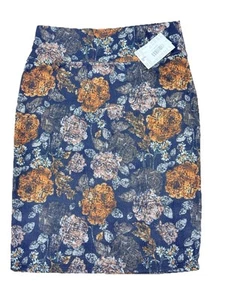 Lularoe Cassie Skirt Women L Black Flowers Fitted Pull On Stretch - Picture 1 of 10