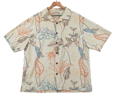 Camisa Hawaiana Margaritaville Para Hombres XL Floral 100% Seda Cuello Lazo Abotonado 50" Foto 1 de 4