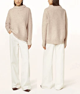 Suéter TAHARI Cuello Embudo 100% 2 CAPAS Cachemira Hervida Manga Dolman en Taupe talla M - Imagen 1 de 15