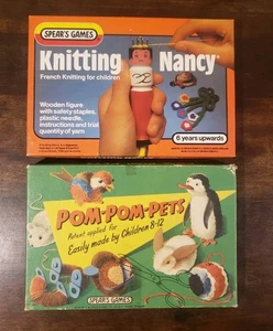 Vintage Spear's Knitting Nancy & Pom-Pom-Pets Child's Spool Knitting Craft Games - Picture 1 of 10
