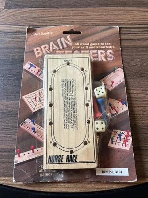Fundex 1989 Brain Testers Horse Race Wood Game SEALED - Image 1 of 4