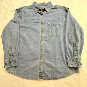 Woolrich Women's Denim Shirt, XL Button-Up, Vintage Embroidered Southwest Native - Picture 1 of 11