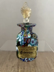 Murano Millefiori Parfum Flakon mit Original Aufkleber. Made By Federica. Vintage - Bild 1 von 11