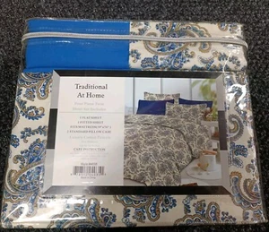 Traditional At Home 4 Piece Twin Sheet Set Luxury Cotton Percale Wrinkle Free - Picture 1 of 6