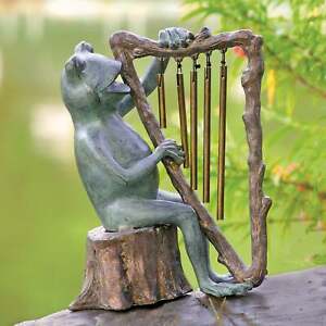 Frog and Harp Tube Windchime - Garden Sculpture