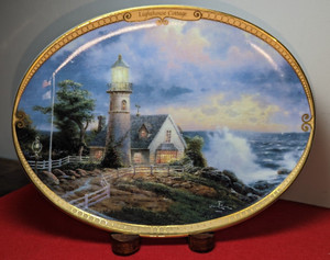 Bradford Exchange Ltd Ed #760B 3rd in Series "Lighthouse Cottage" Oval T Kinkade