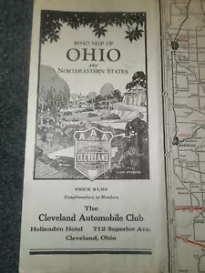 Cleveland Automotive Club Ohio Straßenkarte ca. 1930 Sandusky Bay Bridge NORDOSTEN USA - Bild 1 von 24