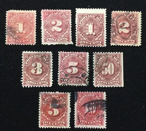 US Postage Due Mix Lot 9pc. 1894-95, 1910-12 - Various J Series Numerals Stamps - Picture 1 of 16