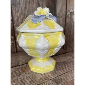 Italian Casa Pupo yellow and white lidded dish compote tureen - Picture 1 of 5