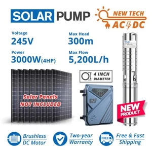 4" AC/DC Solar Bore Well Pump 4HP 3KW Single-Phase 300m 6m3/h Hybrid Controller - Picture 1 of 8
