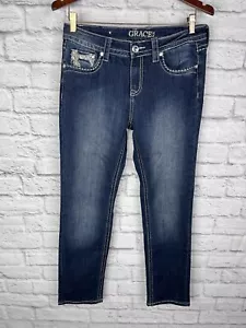 GRACE Women's Dark Wash Embellished Skinny Jeans US 10 - Bild 1 von 6