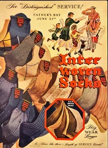 1942 Inter Woven Socks Fathers Day Civil Defense Family Vintage Print Ad - Picture 1 of 6