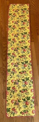 Waverly Reversible Scalloped Edge Table Runner Floral Red Green 64”x14” - Image 1 of 4