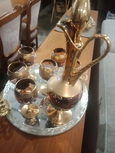 Murano Venetian Glass Wine Decanter & 6 Goblets and tray by Moro - Picture 1 of 12