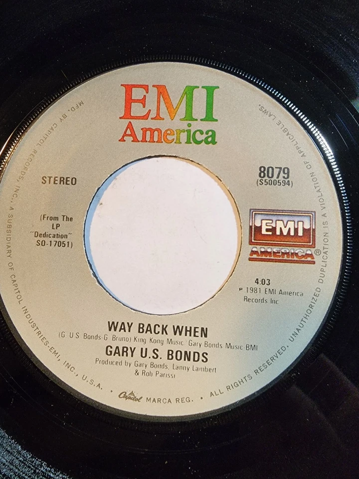 GARY U.S. BONDS - THIS LITTLE GIRL/WAY BACK WHEN EMI AMERICA VG+ F18 - Imagem 1 de 2