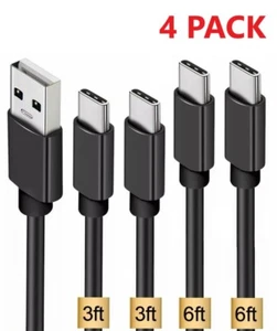 4Pack 3 & 6Ft Samsung USB Cable Type C Fast Charger For Galaxy S8 S9 S10 Plus BK - Picture 1 of 6