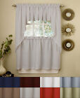 Ribcord Kitchen Curtains Solid Opaque 36" Tier, Valance & Swag Set