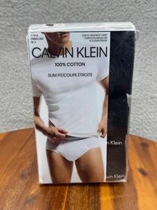 Calvin Klein Men's 3 Pack T Shirts Short Sleeve Crew Neck Size XL Slim Fit Black - Picture 1 of 11