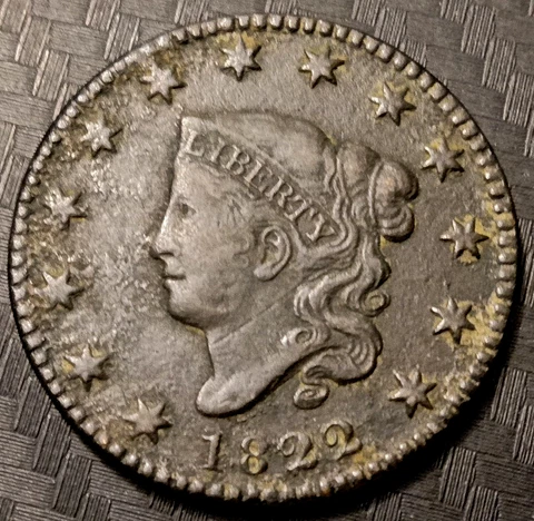 1822 Early Liberty / Matron / Coronet Head Large Cent * FINE / VERY FINE Cover
