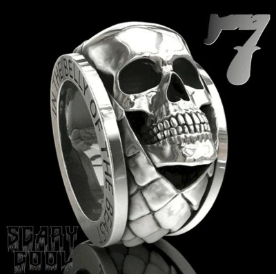 Nuevo anillo gótico de motociclista calavera en el vientre de la bestia para hombre  Foto 1 de 4