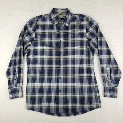 Nordstrom Dress Shirt Mens Medium Blue Brown Wrinkle Free Regular Fit Button Up - Image 1 of 4