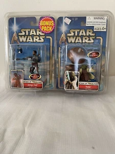 STAR WARS ATTACK OF THE CLONES JANGO FETT AND YODA EXCLUSIVE BONUS PACK - Picture 1 of 6