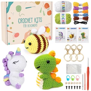 3PCS DIY Crochet Stuffed Animal Kit Beginner Crochet Kit Hooks Tool Adult Kids= - Picture 1 of 10