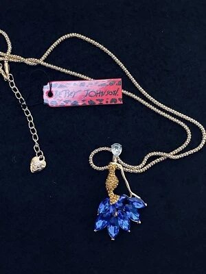 BetseyJohnson, Dancing Lady-Collar de diamantes de imitación azul y dorado 23” Foto 1 de 4