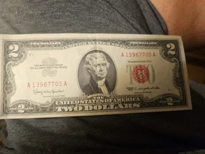 1963 US $ 2 Schein Red Seal Federal Reserve Note.  - Bild 1 von 2
