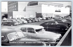 Tarjeta postal de estacionamiento Woodward & Lothrop de los grandes almacenes Bethesda Chevy Chase de 1930 - Imagen 1 de 2