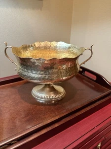 Vintage Hammered Brass Serving Bowl - Picture 1 of 4