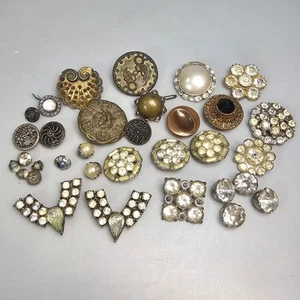 Lote de botones de metal con diamantes de imitación vintage mezclados surtidos - Imagen 1 de 7