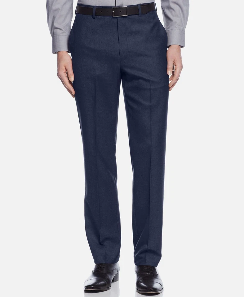 Calvin Klein Men's Blue Slim-Fit Flat-Front Trousers Dress Pants Sz 44W 34L - Image 1 of 1