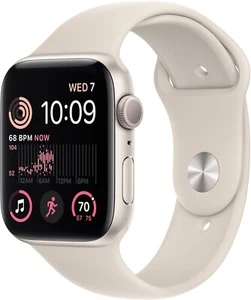 Apple Watch SE 2nd Gen 44mm GPS Starlight w/ M/L Starlight Sports Band - Photo 1 sur 2