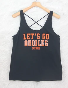 VICTORIAS SECRET BALTIMORE ORIOLES BLACK STRAPPY TANK TOP MLB PINK SZ L #1188 - Picture 1 of 10