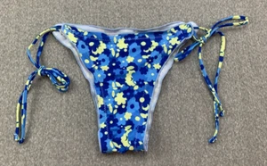 Zaful Ruffle Floral String Bikini Tankini Swimsuit Bottom Womens size M Blue - Picture 1 of 13