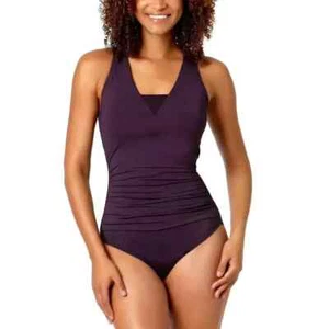 Lands' End Cross Strap One Piece Swimsuit, Women's Size XL Purple - Picture 1 of 2