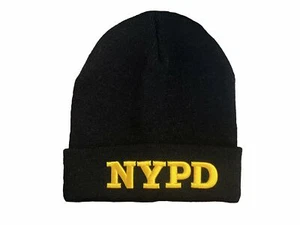 NYPD Black/Gold Embroidered Knit Winter Hat - Picture 1 of 2