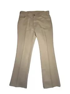 VTG Levi's 38x32 Tan Dacron Polyester Flare Dress Jeans Pants - Picture 1 of 7