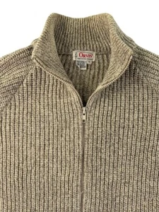 Vintage Orvis Pullover Herren Large Beige Ellenbogen Patches Full Zip Oatmeal 80er 90er - Bild 1 von 15